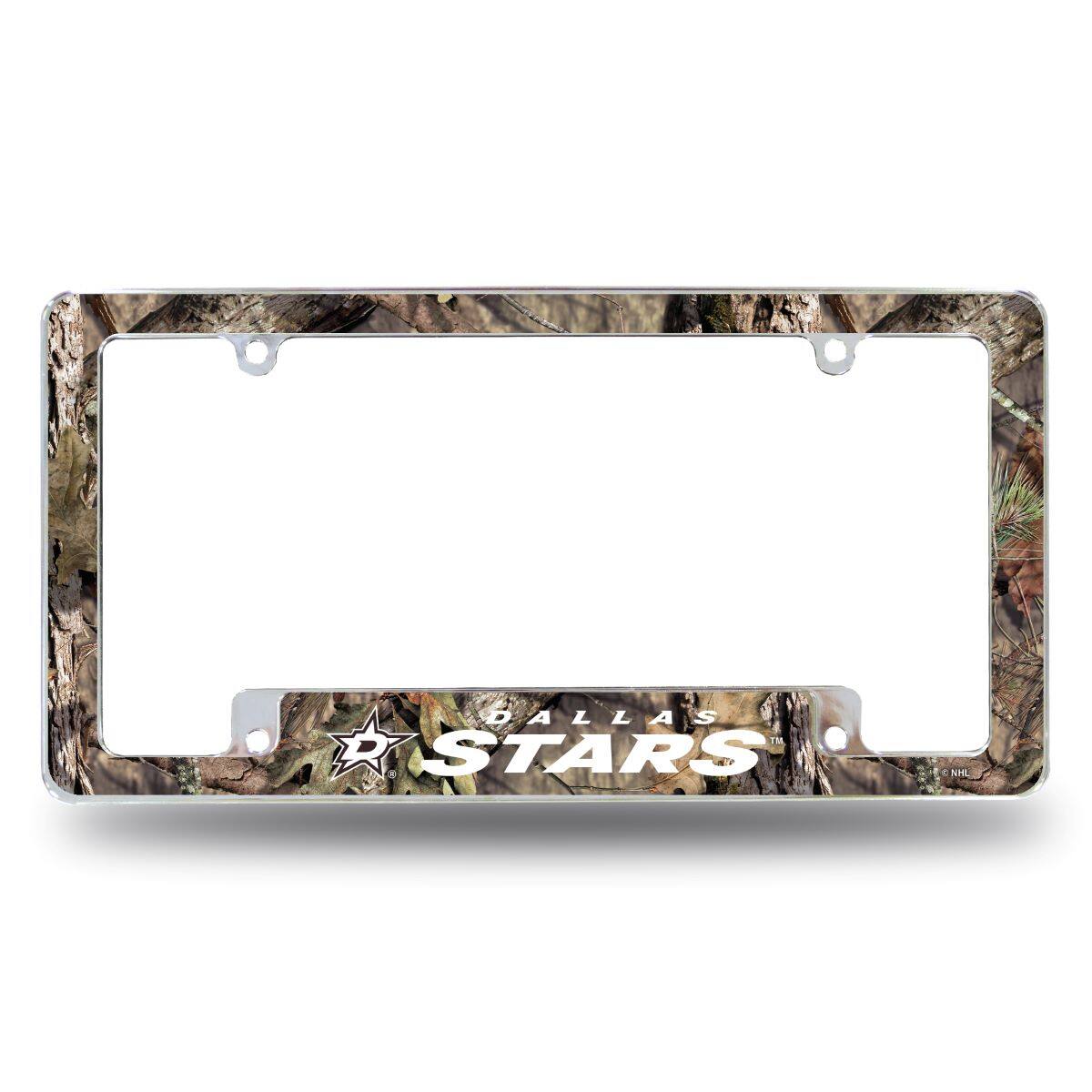 Dallas Stars Chrome Metal License Plate Frame with Mossy Oak Camouflaged Camo Design