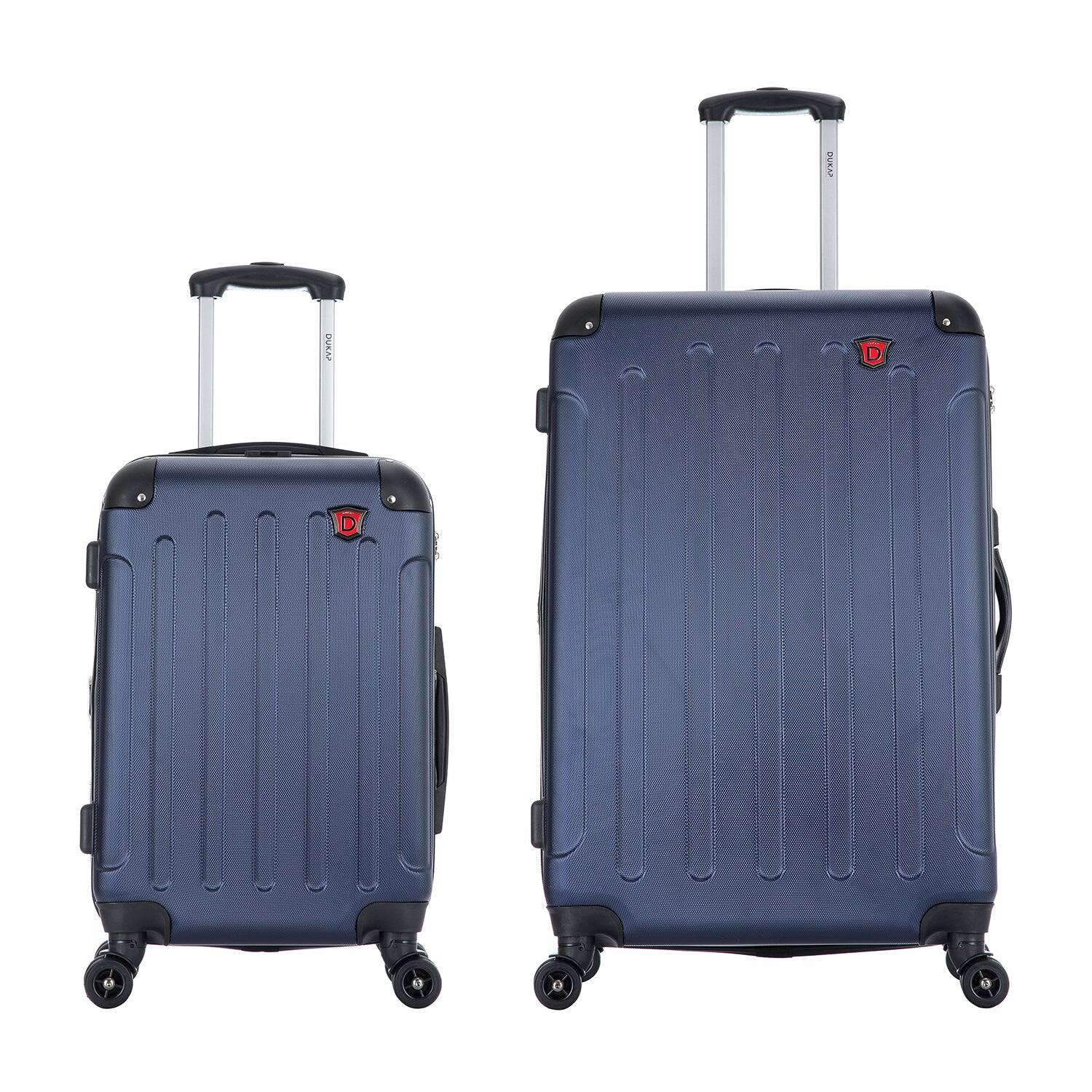 Angle. DUKAP - Intely Smart Hardside 2 Piece Luggage Set 20"/28" with USB and integrated weight scale - BLUE.
