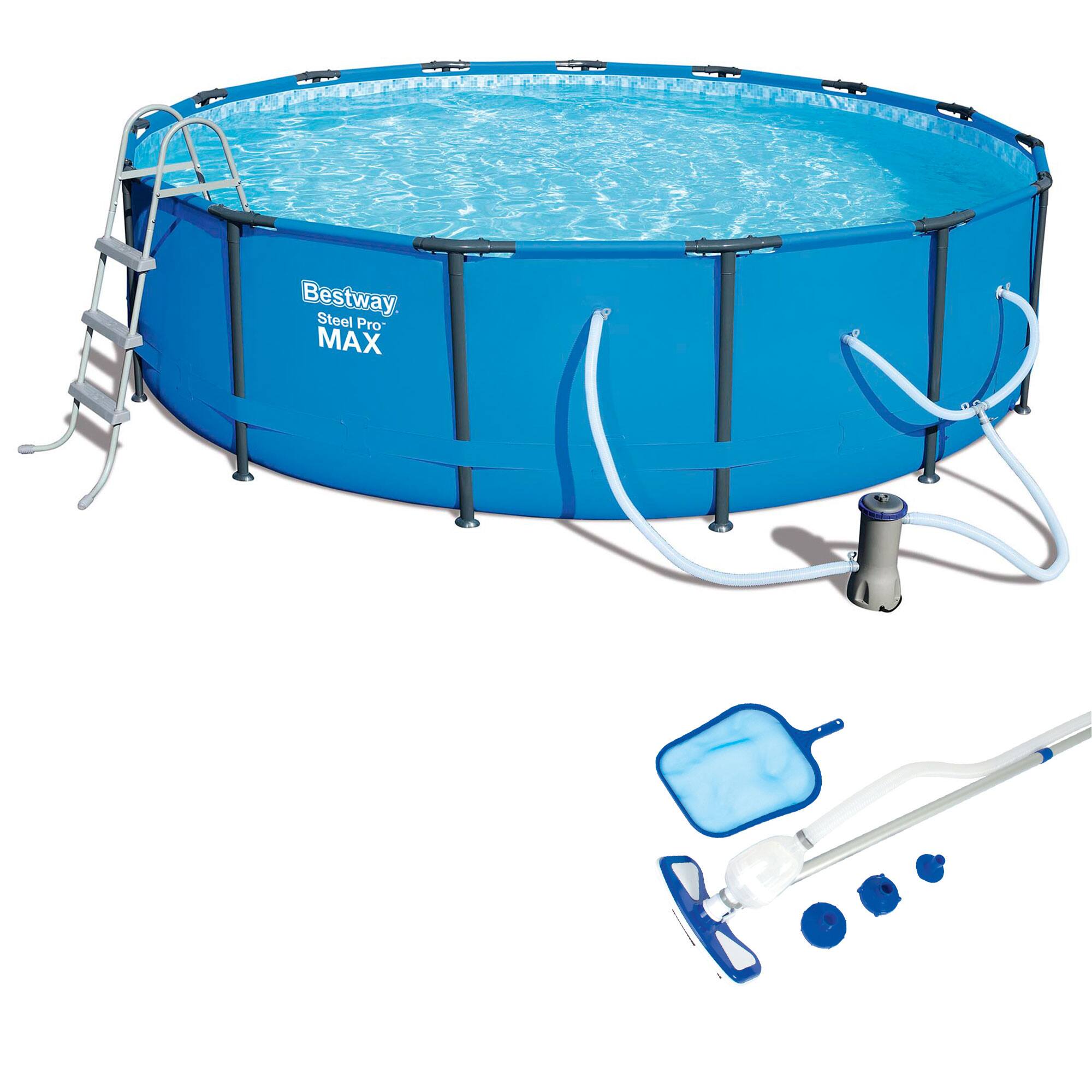 Front. Bestway - Steel Pro Max Round Frame Above Ground Pool - Gray.
