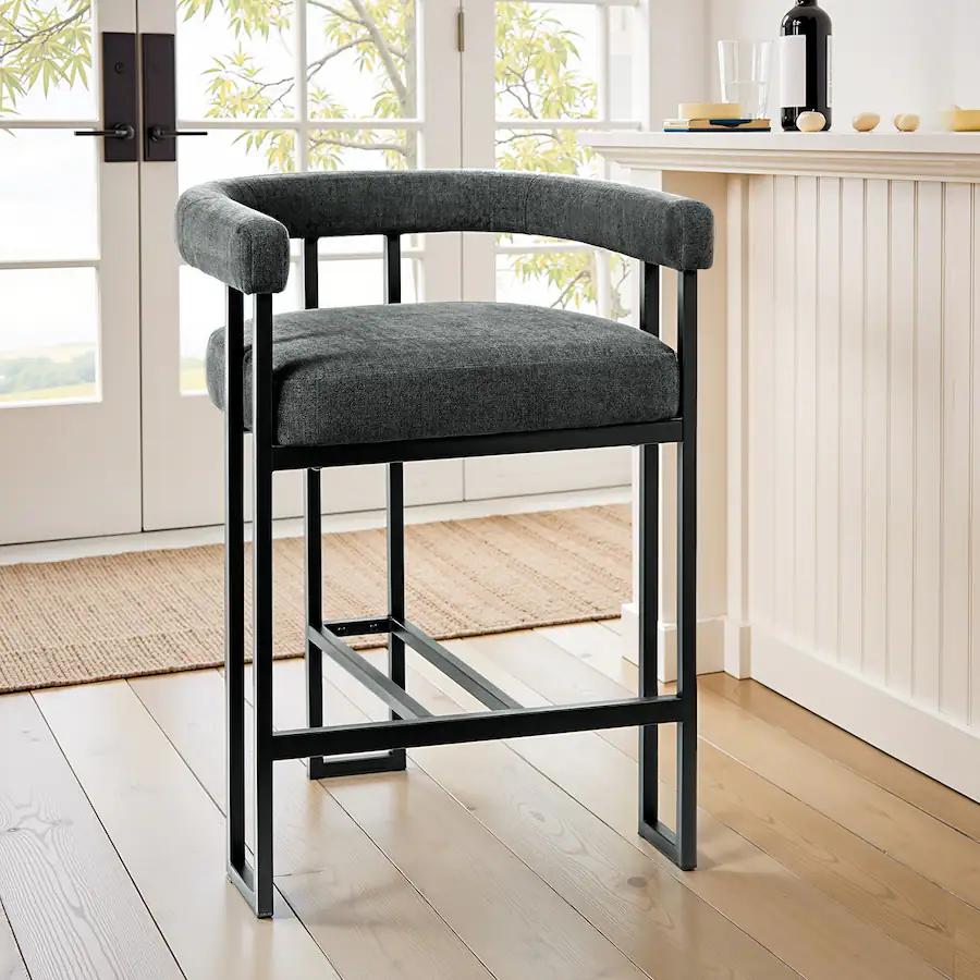 KERDOM 1pc Upholstered 26‘’ High Kitchen Chair Velvet Bar Stool, Padded ...
