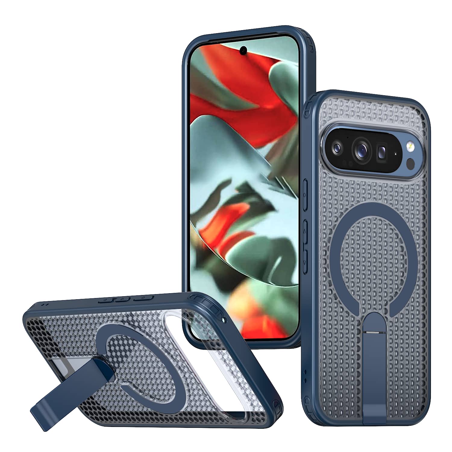 Dteck - Rugged Magnetic Case for Google Pixel 10 Pro XL with Kickstand,Shock-absorbent Heavy Duty Heat Dissipation Back Cover - Blue price history on PriceWatchPro