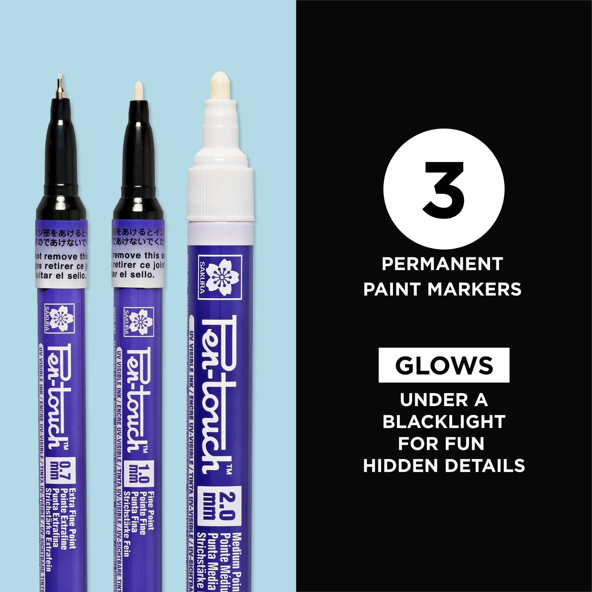 ot remove thi emove this as retirer ce retirer ce join tar el sello. ar el sello. SAKURA SAKURA INK UV VISIBLE mm Fen-touch 0.7 ENCRE UV-VISIBLE TINTA Fen-touch mm 1.0 Strichstrke Punta Pointe Extra UV-VISIBLE Strichstarke Punta Pointe Fine Fine Fina Fine Point BIGHTBARI Extrafein Extrafine Point UV-SICHTBARE Fein TINTI TINT

BW VISIBLI INK ENCRE UV-VISIBLE TINTA UV-VISIBL UV-SICHTBA

SAKURA mm Fen-touch 2.0 TM Stri Punta Pointe Medium chstrke Media Mdiu Poin

3 PERMANENT PAINT MARKERS GLOWS UNDER A BLACKLIGHT FOR FUN HIDDEN DETAILS