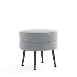 Manhattan Comfort - Bailey Mid-Century Modern Upholstered Accent Ottoman - Gray