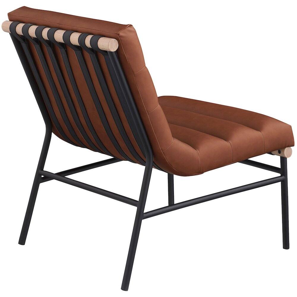 Alt View 2. Meridian Furniture - Burke Cognac Vegan Leather Accent Chair - Brown.