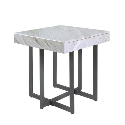 Front. Furniture of America - Vasket Contemporary Metal 1-Drawer End Table - Gray.