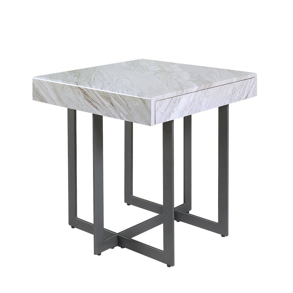 Front. Furniture of America - Vasket Contemporary Metal 1-Drawer End Table - Gray.