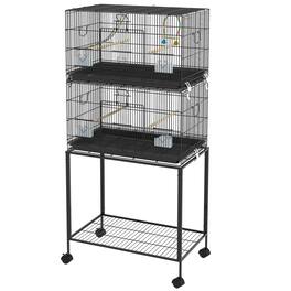 Pawhut - Stackable Bird Cage on Wheels w/ Stand