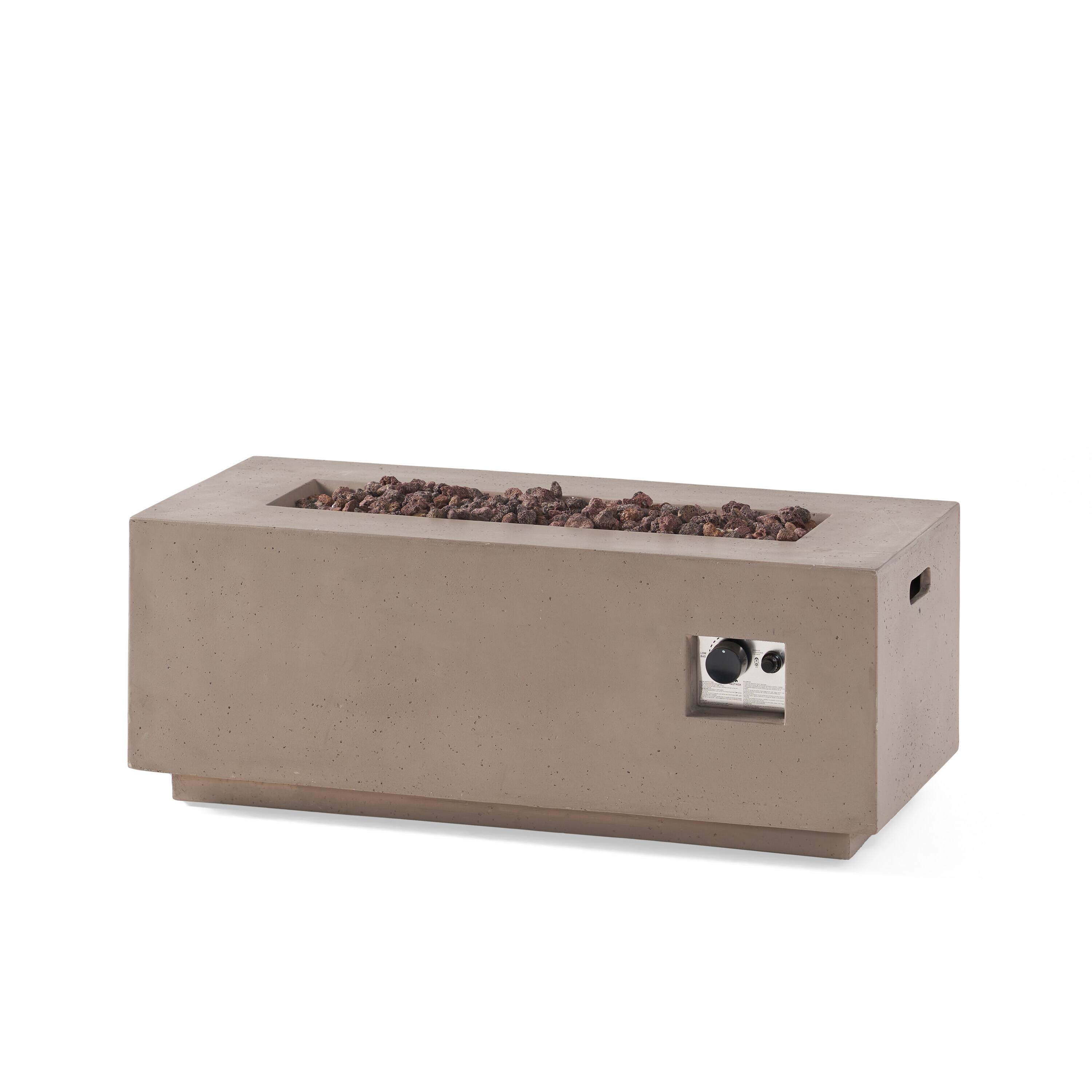 Alt View 6. APRILSOUL - 40 inch Outdoor 40000 BTU Rectangular MgO Concrete Propane Fire Pit Dark Grey - LIGHT GREY.