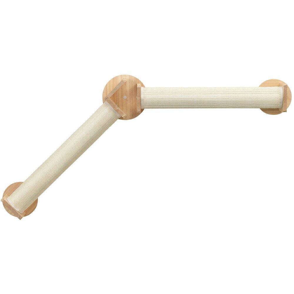 Front. TRIXIE - Wall Set 4 Multi-Level Wall Mounted Cat Perch System w-2 Scratching Posts - Natural/White.