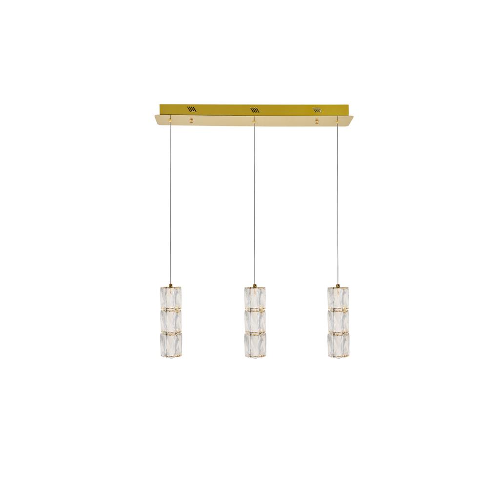 Left. Elegant Lighting - Polaris LED light gold Pendant Clear Royal Cut Crystal - Gold.