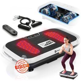 LifePro - VibraRed Vibration Plate Exercise Machine with Red Light Therapy, 99 Speeds & Resistance Bands - White