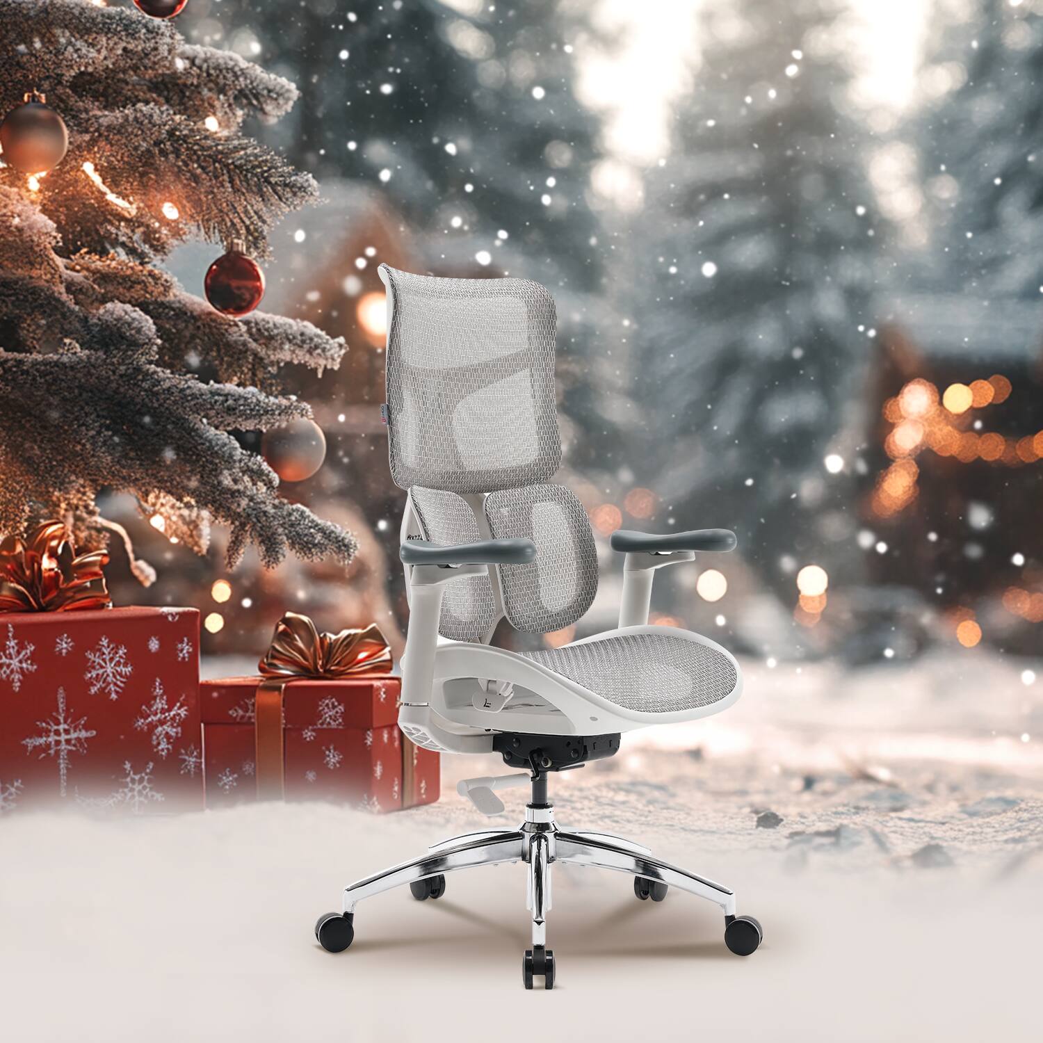 Left. SIHOO - S100 Ergonomic Office Chair, Gaming Chair Breathable Fabric, Dual Dynamic Lumbar Support for Gaming & Home - White.