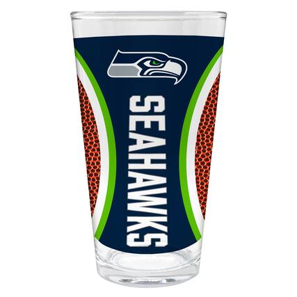 Front. Great American Products - Seattle Seahawks 16oz. Game Ball Pint Glass - Brown.