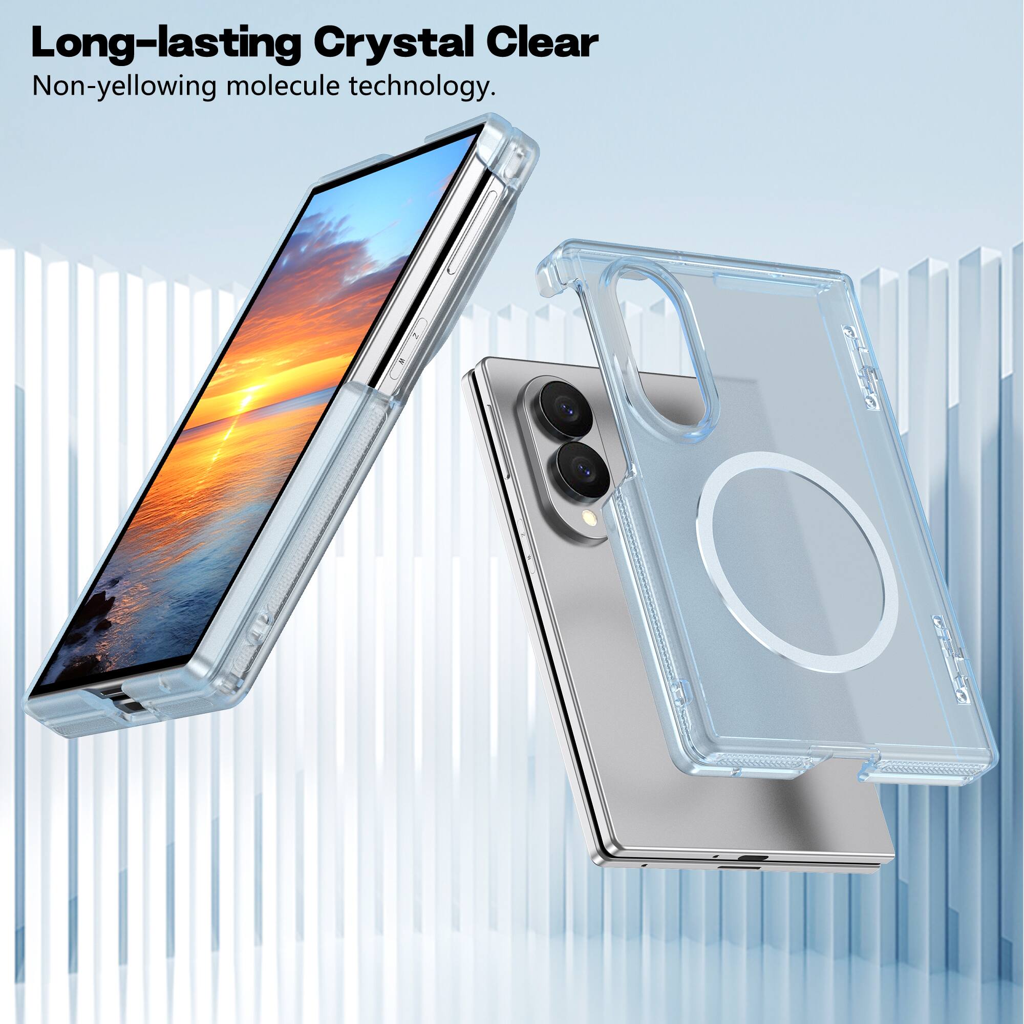 Long-lasting Crystal Clear  
Non-yellowing molecule technology.