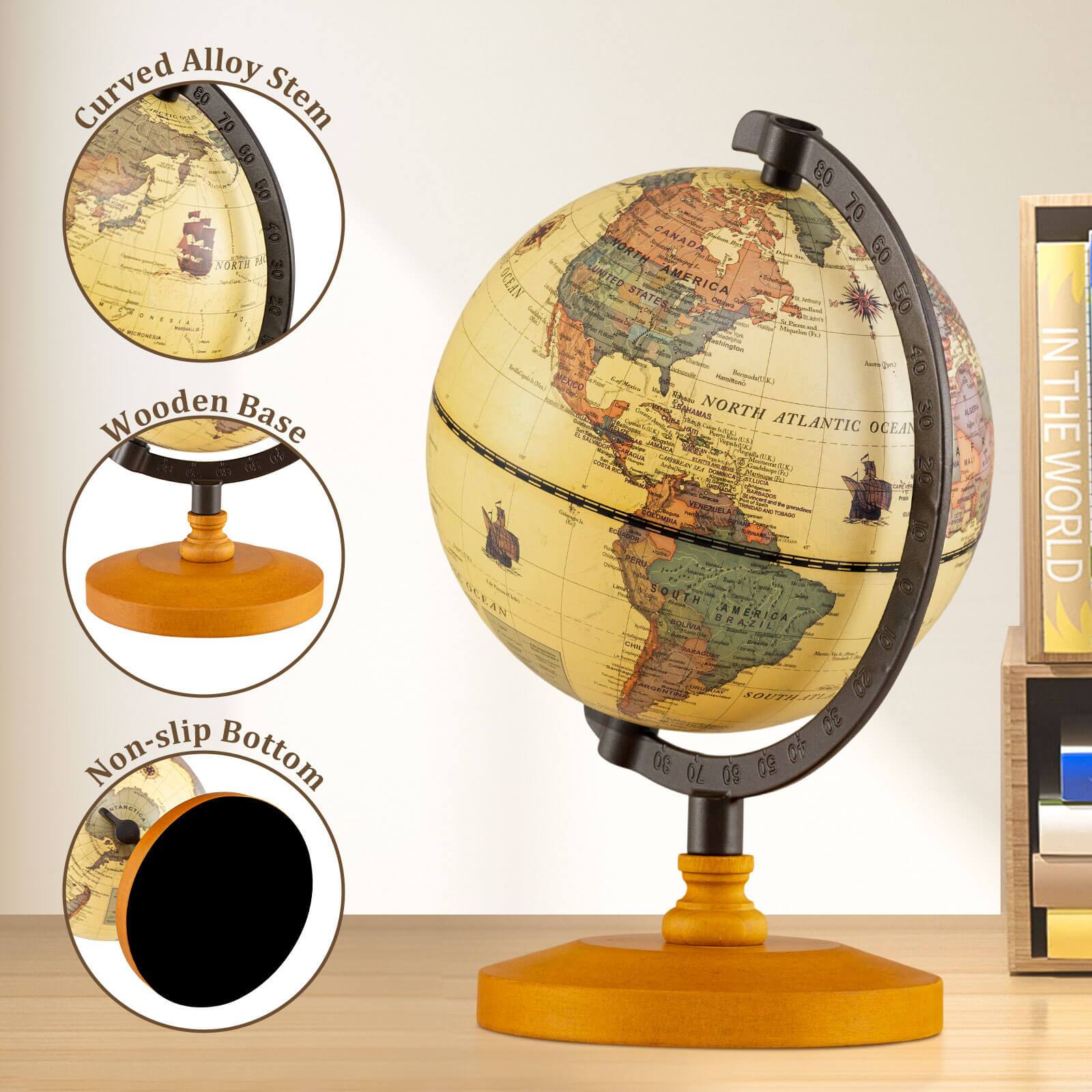 Alt View 7. Costway - Costway Antique World Globe for Kids & Adults 5.5-Inch Desktop Rotating Globe for Home - Bronze.