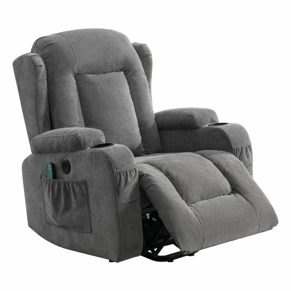 Alt View 9. Kadyn - Power Lift Recliner Chair, 8-Point Massage & Heat, 150° Recline, USB Port, Gray - Gray.