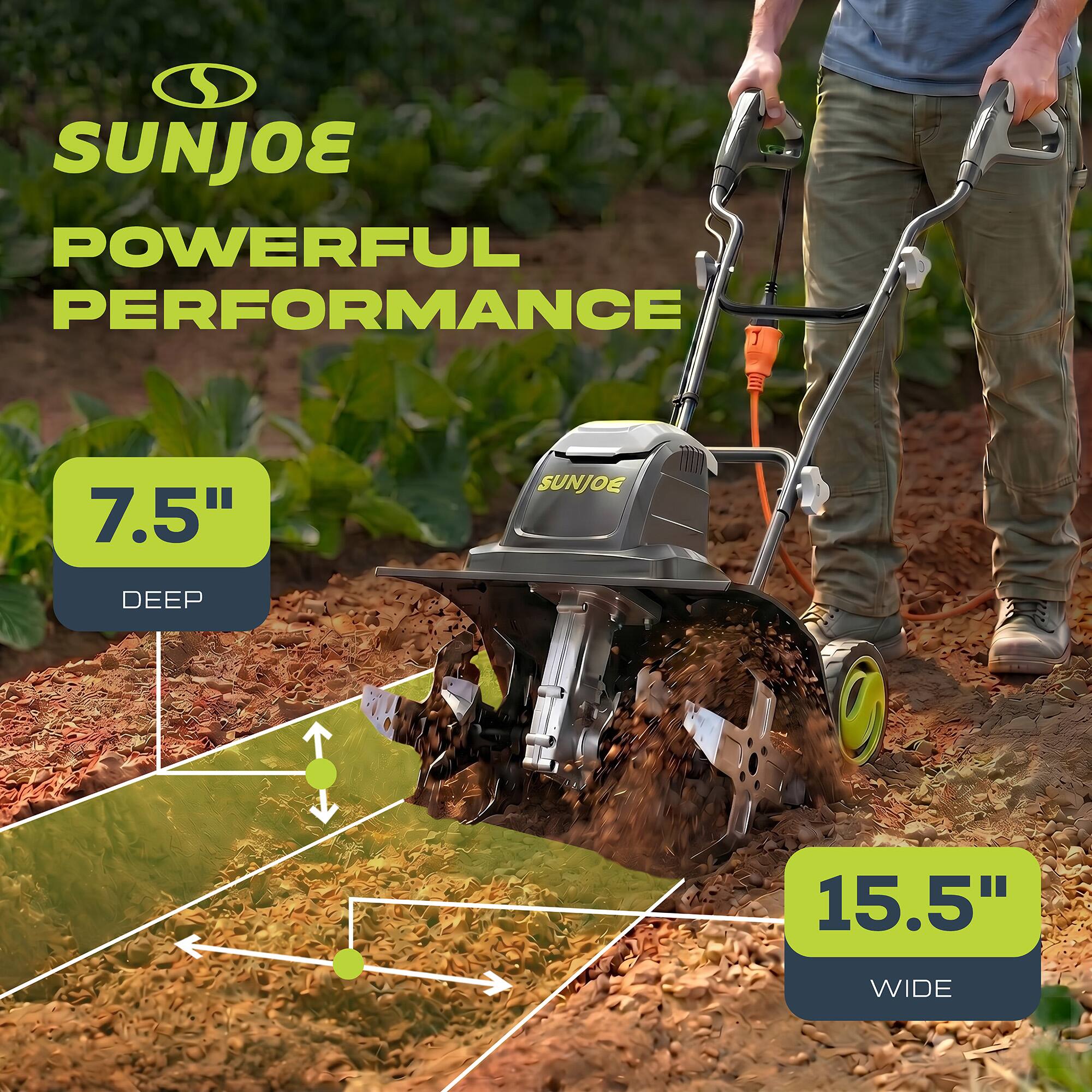 SUNJOE POWERFUL PERFORMANCE  
7.5" DEEP  
15.5" WIDE
