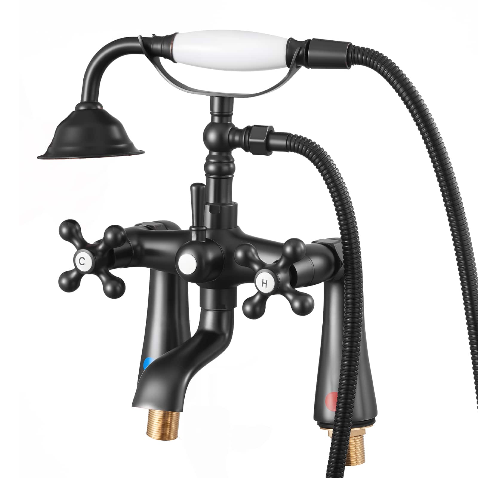 VEVOR - Clawfoot Tub Faucet, Deck Mount Bathtub Faucets, Vintage Clawfoot Tub Filler Faucet Shower Kit - Oil-Rubbed Bronze