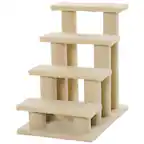 Front. Pawhut - PawHut 25" 4-Step Multi-Level Carpeted Cat Scratching Post Pet Stairs - Cream White - Cream White.