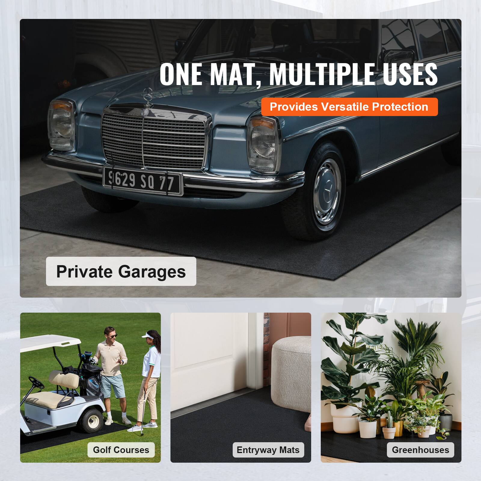 ONE MAT, MULTIPLE USES
Provides Versatile Protection

Private Garages
Golf Courses
Entryway Mats
Greenhouses