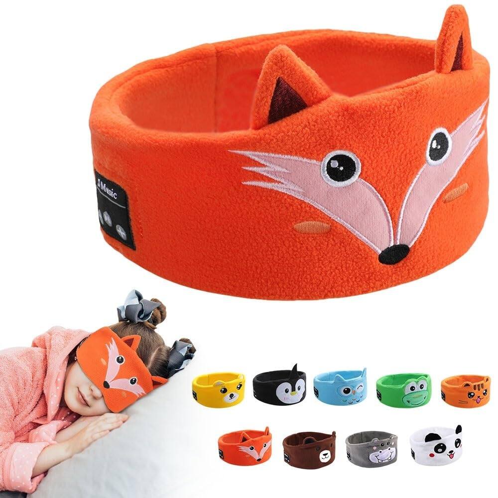 Front. MOSZAR LLC - Kids Wireless Over-Ear Headphones with Thin Speakers and Soft Fleece Headband – Fox.