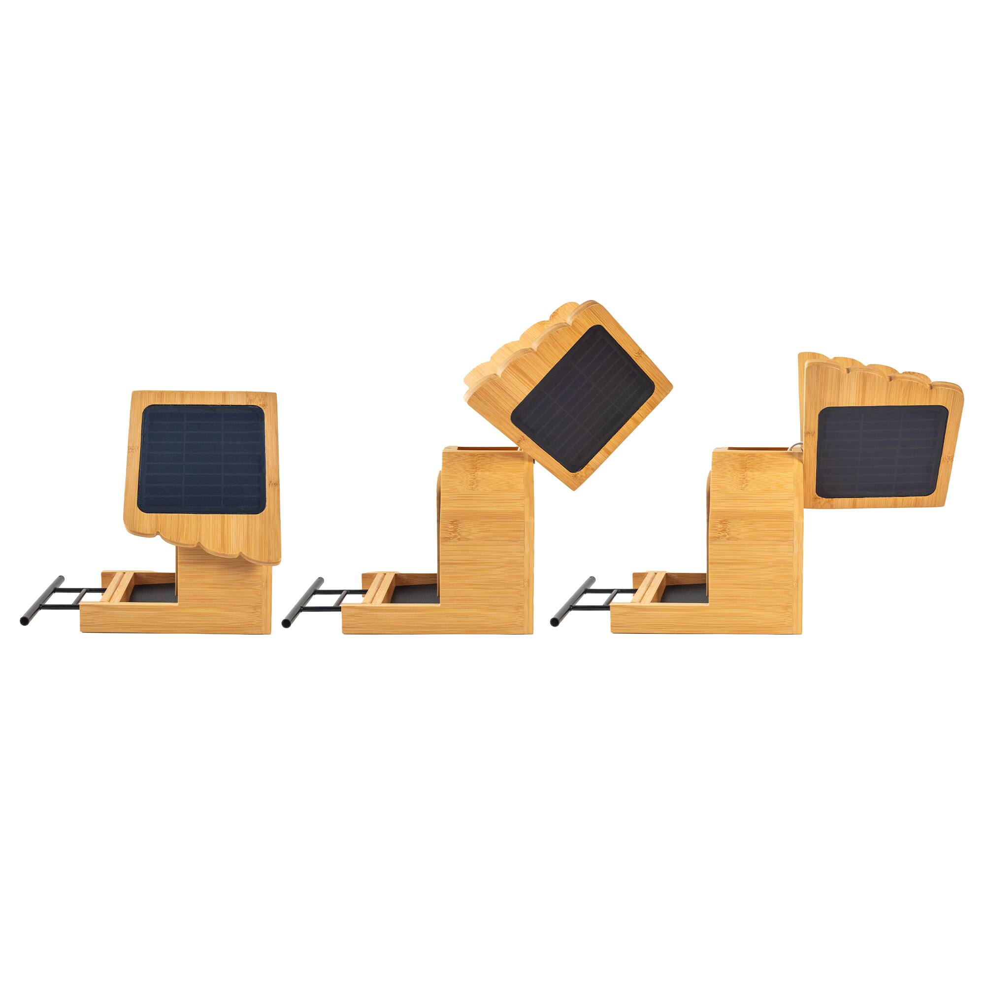 Alt View 9. Parrot Uncle - Bamboo Crafted Smart Wild Bird Feeder with Camera for Outdoor, Solar Power & AI Recognition and Color Night Vision - Wood.