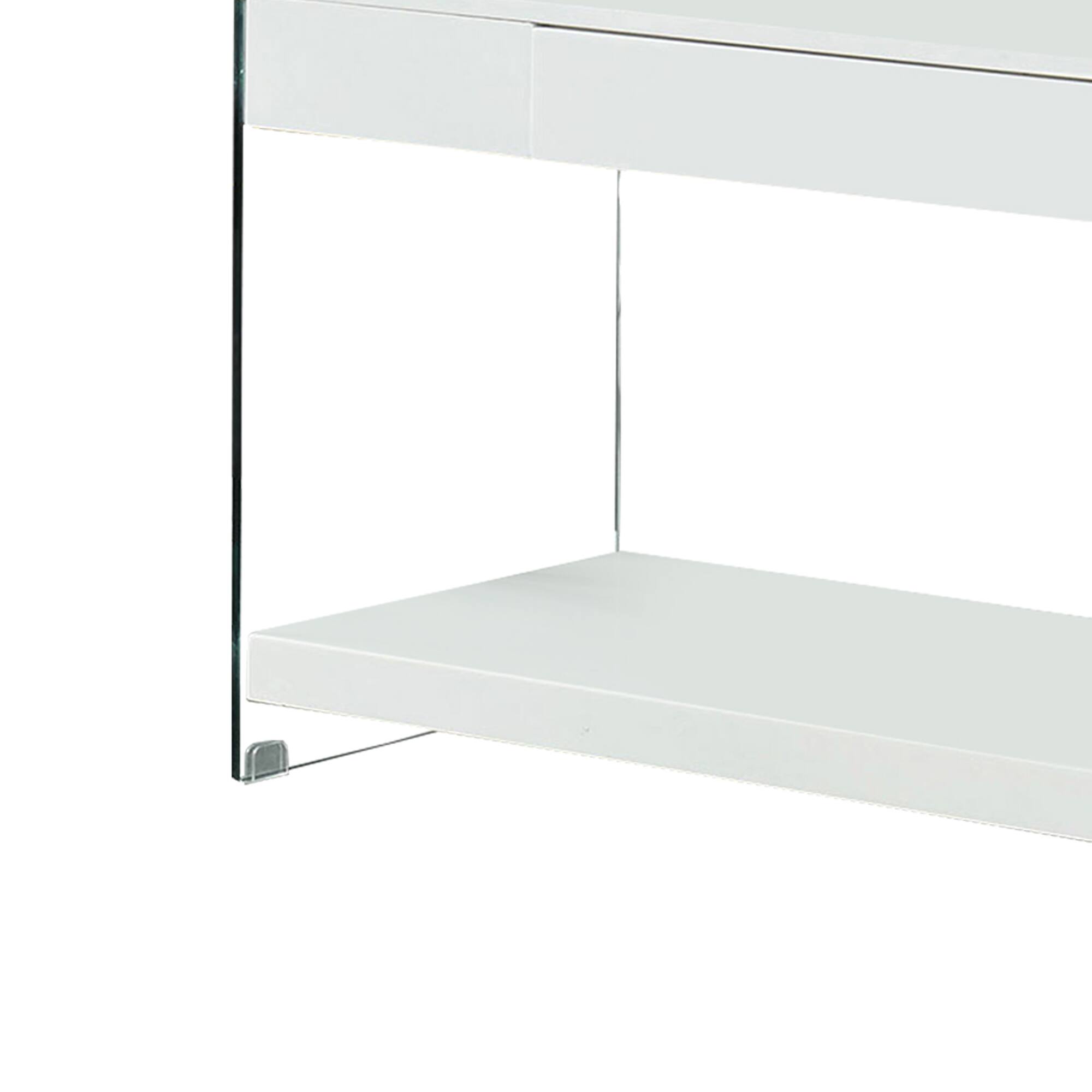 Alt View 2. Manhattan Lane - Contemporary Style Plastic TV Stand with Glass Side Panels, White - White.