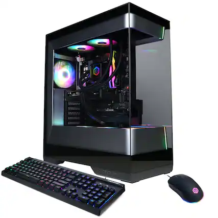 Front. CyberPowerPC - Gaming Desktop - Intel Core Ultra 9 285 2025 - AMD Radeon RX 9060 XT 16GB - 32GB DDR5 Memory - 2TB SSD Storage - Black.