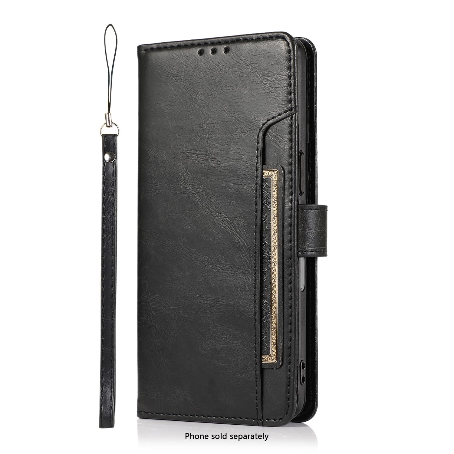SaharaCase - Apple iPhone 17 Wallet Case | Genuine Leather Folio | Fits up to 6 Cards | Indy Series - Scorpion Black