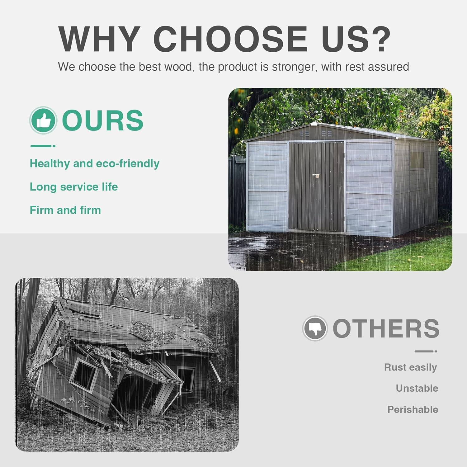 WHY CHOOSE US?  
We choose the best wood, the product is stronger, with rest assured

**OURS**  
- Healthy and eco-friendly  
- Long service life  
- Firm and firm

**OTHERS**  
- Rust easily  
- Unstable  
- Perishable
