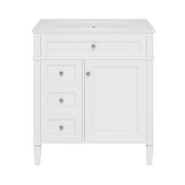 Boyel Living - 30 Inch Bathroom Vanity with Sink Modern Storage Cabinet with 2 Drawers and Tip Out DrawerWhite - White