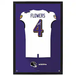 Sporticulture - Zay Flowers Baltimore Ravens 27" x 39" Framed Jersey Print - White