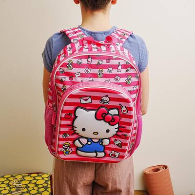 Sanrio Hello Kitty Pink Striped 16 Inch Backpack with Front Pocket Multi Colored KMOL - Best Buy Sanrio Hello Kitty Pink Striped 16 Inch Backpack with Front Pocket Multi Colored KMOL - Best Buy