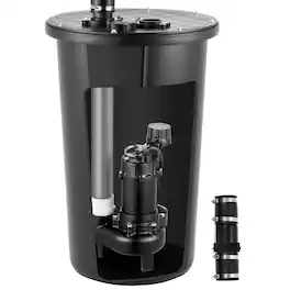 VEVOR - Sewage Pump System, 1/2 HP, 4800 GPH Cast Iron Sewage Pump with Basin Kit, 120 Volt Automatic Outdoor Water - Black