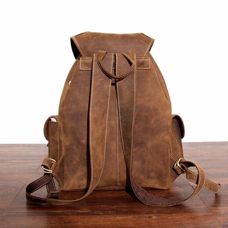 Alt View 2. Steel Horse Leather - The Asmund Backpack | Genuine Leather Rucksack - Brown.