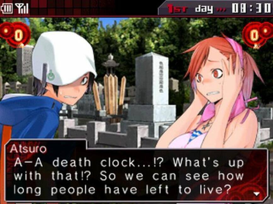 Sure, here is the corrected and grouped text:

---

**Atsuro:**  
A-A death clock...!? What's up with that!? So we can see how long people have left to live?

**1st day**  
08:30

---
