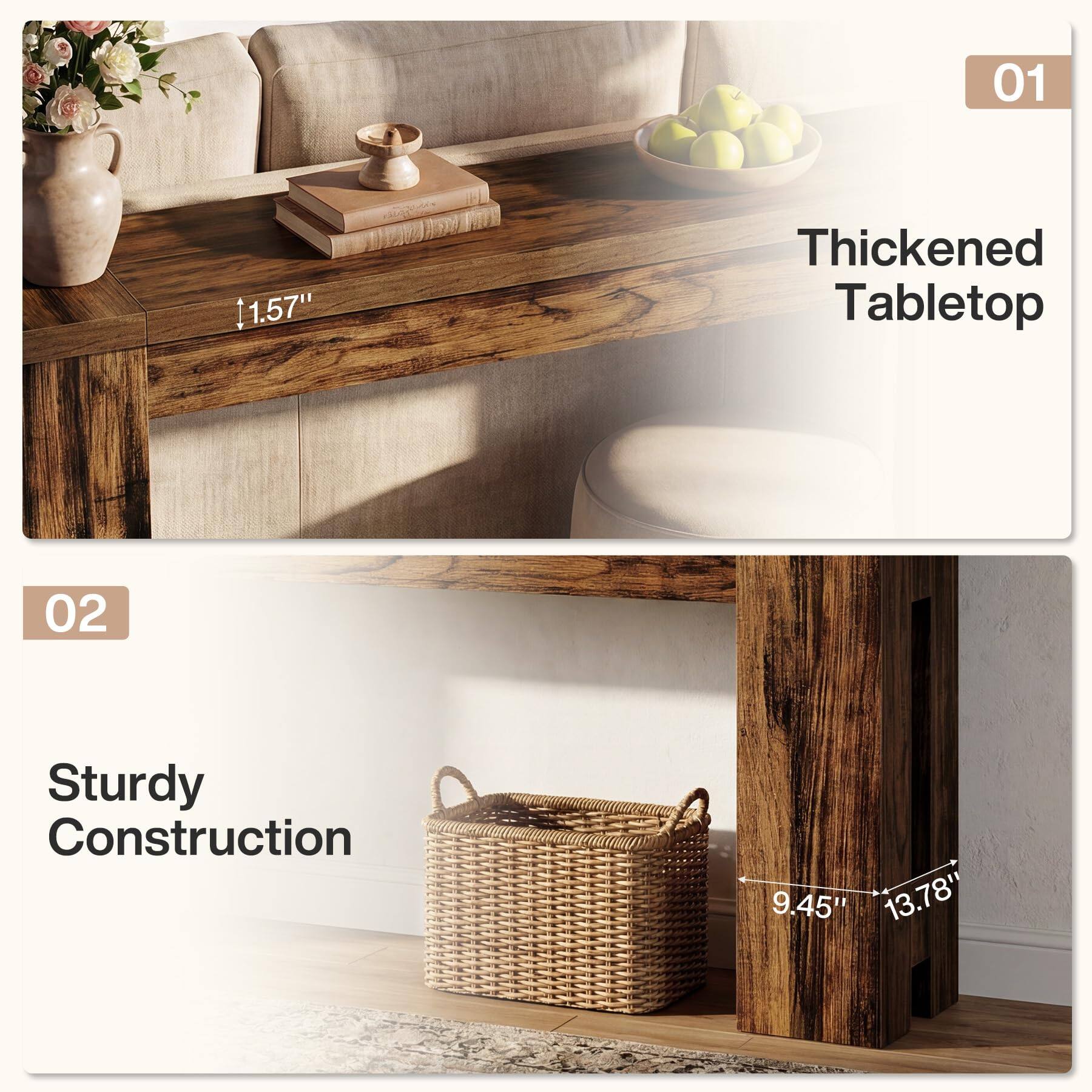 01
1.57"
Thickened Tabletop
02
Sturdy Construction
9.45" 13.78"