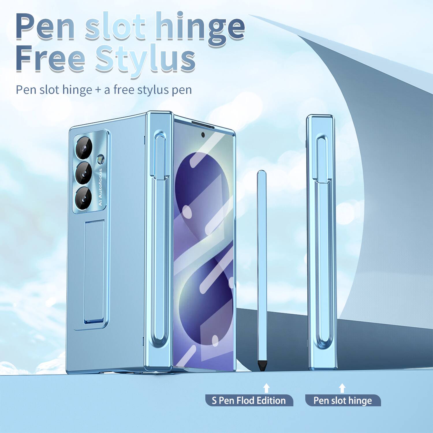 Pen slot hinge Free Stylus  
Pen slot hinge + a free stylus pen  
Autofocus AI S Pen Flod Edition