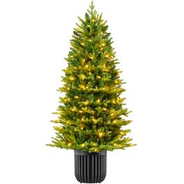 Best Choice Products - Pre-Lit Potted Christmas Tree w/Twinkling White & Multi LEDs - Green