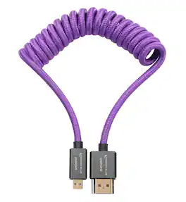 Kondor Blue - Micro HDMI to HDMI Cable 12"-24" Braided Coiled | 4K 60Hz, 18Gbps, HDR, 3D Video - Purple