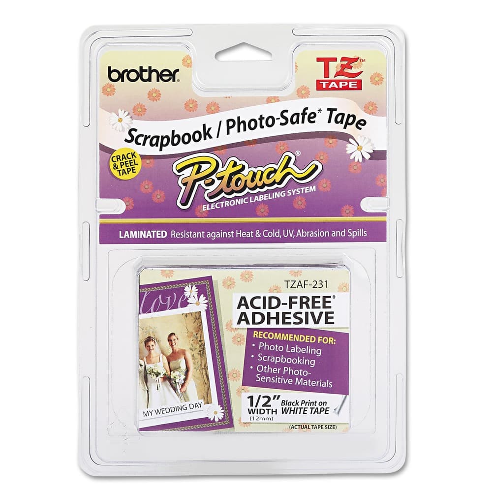 Brother - P-Touch TZEAF231 0.47 in. x 26.2 ft. TZ Photo-Safe Tape Cartridge for P-Touch Labelers - Black on - White
