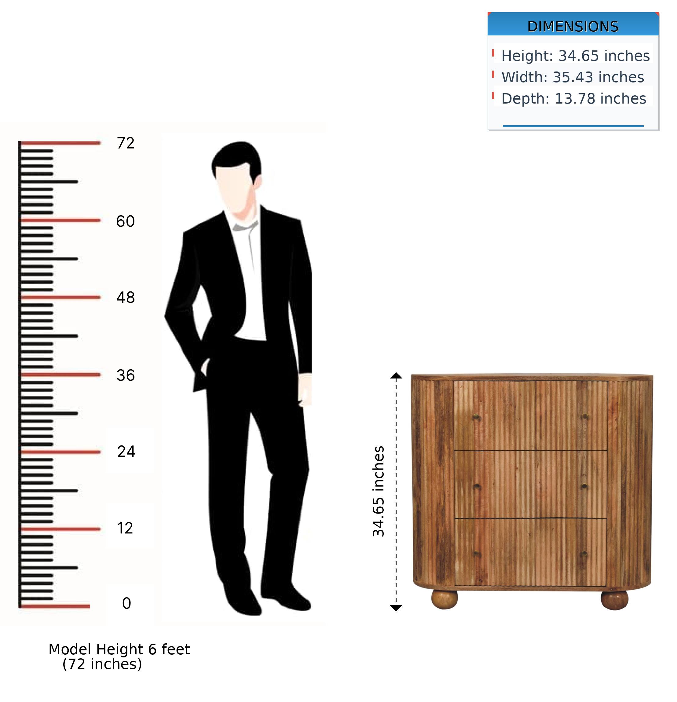 DIMENSIONS  
Height: 34.65 inches  
Width: 35.43 inches  
Depth: 13.78 inches  

Model Height 6 feet (72 inches)