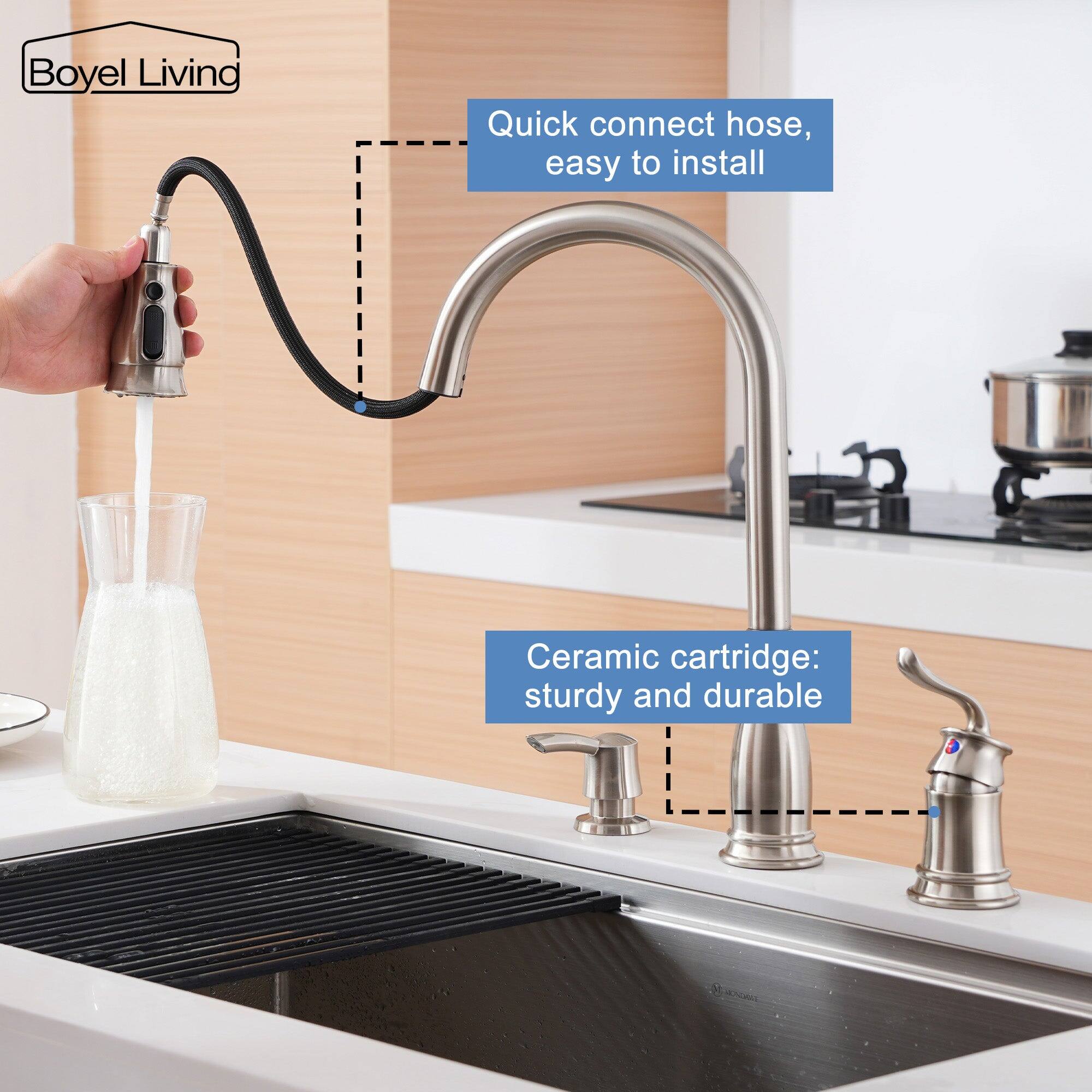 Boyel Living Quick connect hose, easy to install. Ceramic cartridge: sturdy and durable.