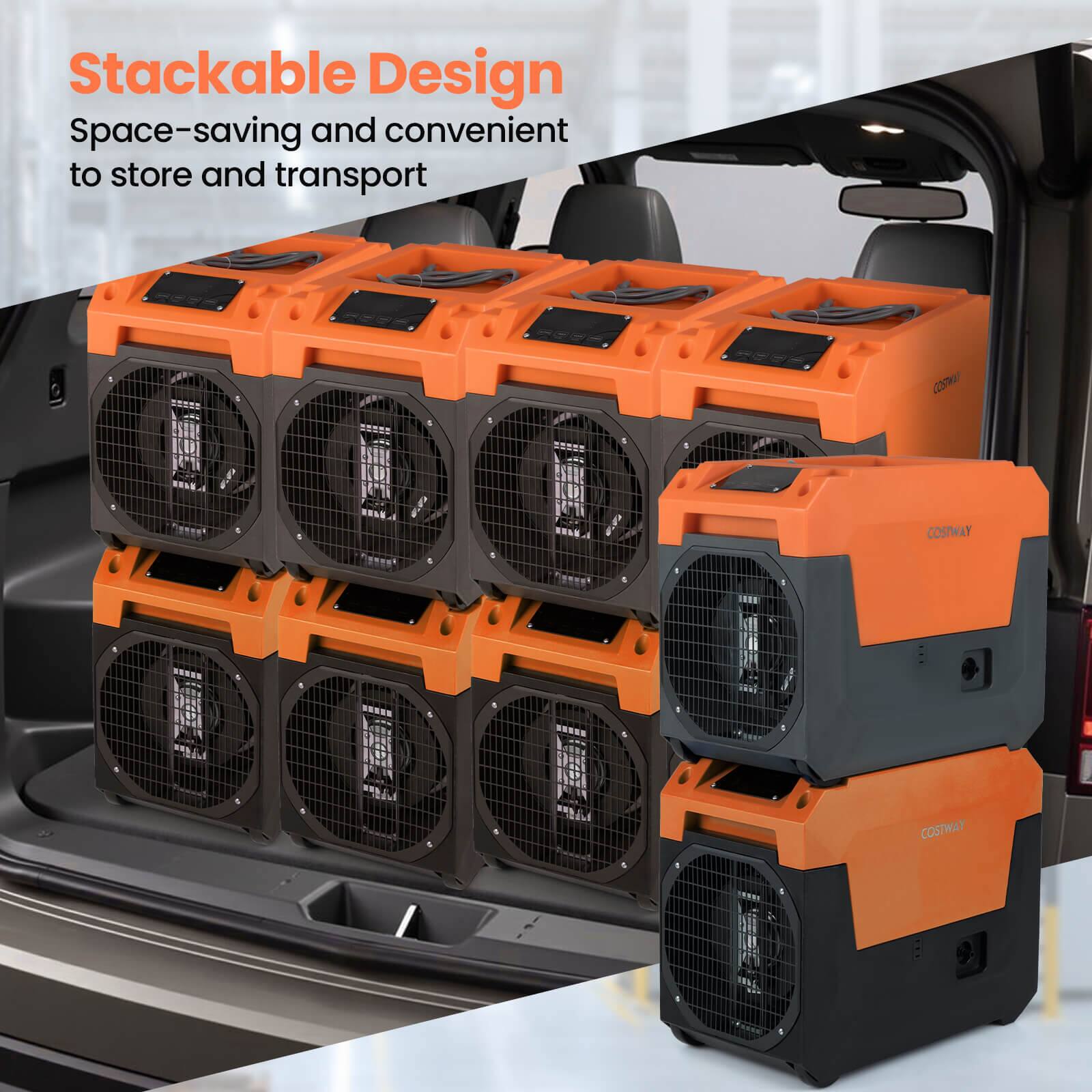 Stackable Design  
Space-saving and convenient to store and transport