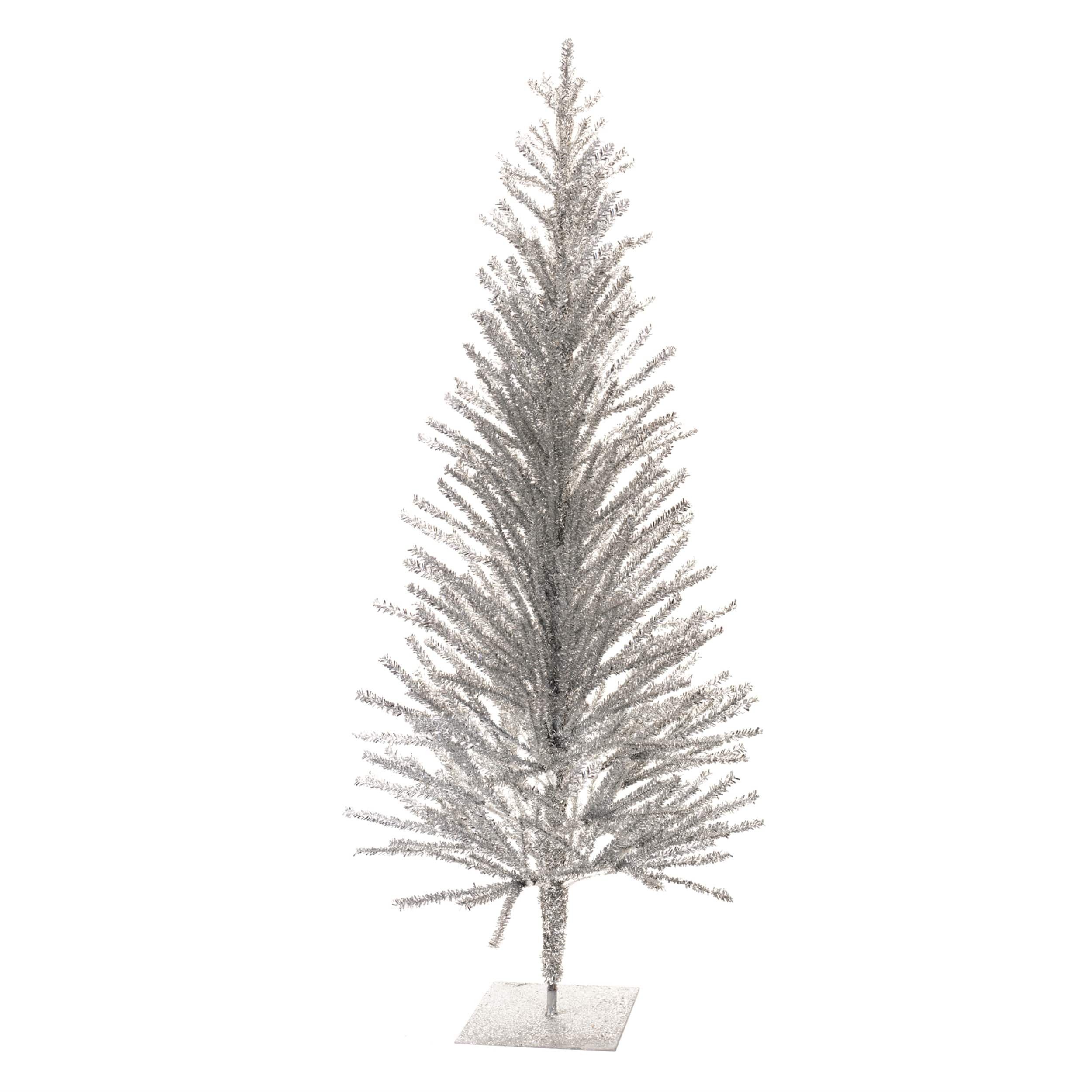 BreeBe - Tinsel Pine Tree 48"H - Silver