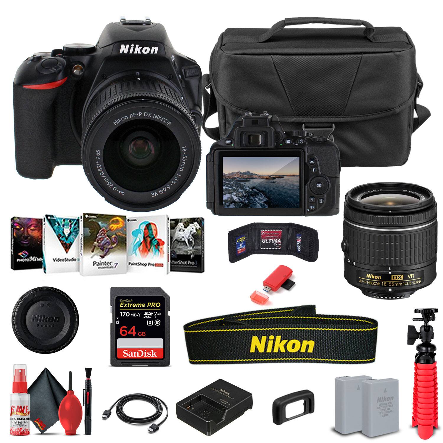 Nikon - D5600 DSLR Camera W/ 18-55mm Lens 1576 - Basic Bundle - Black