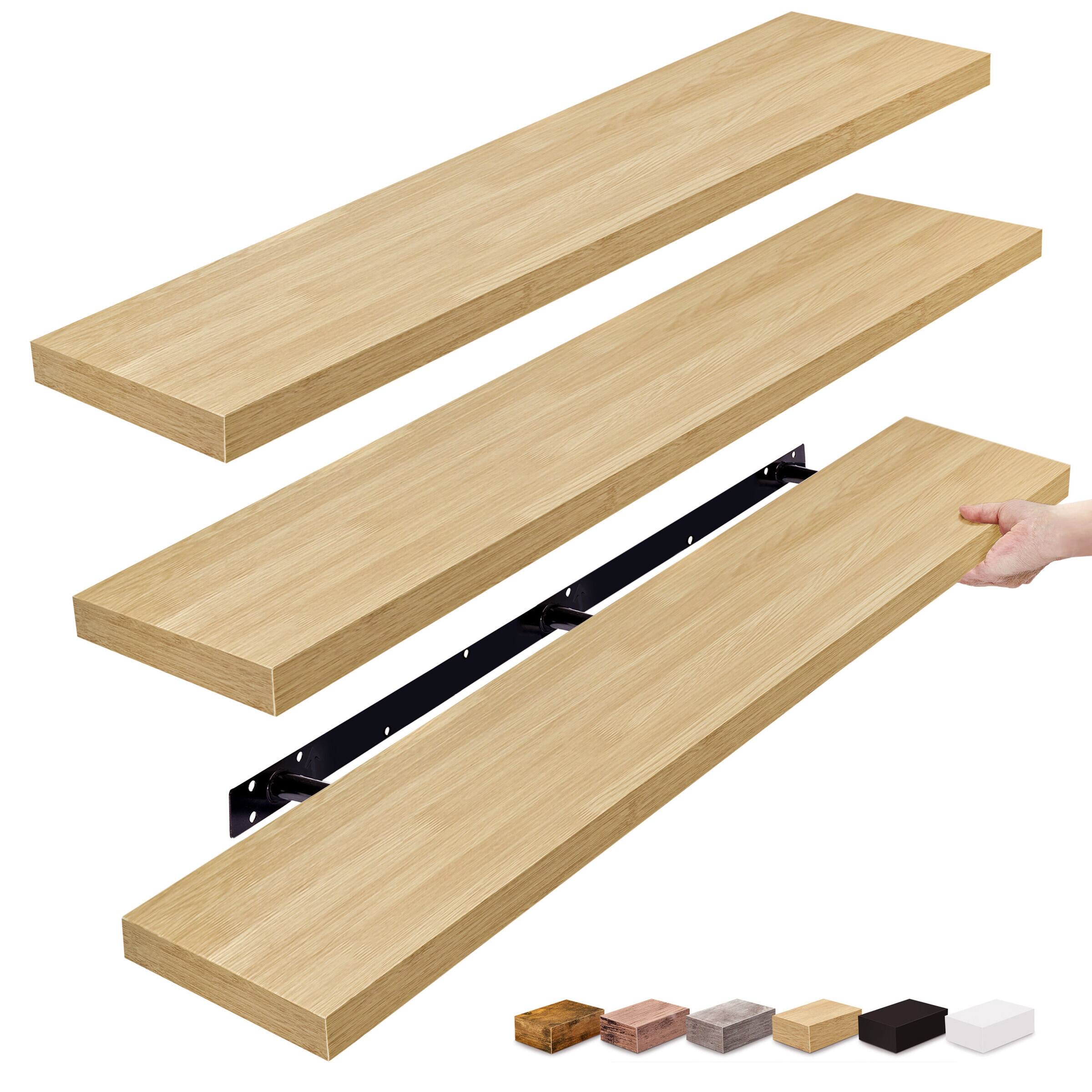 Angle. Sorbus - Sorbus Floating Shelves for Wall - 55 Inch Extra-Long Bathroom Shelves, Floating Shelf with Hidden Brackets (3 Pack) - Maple.