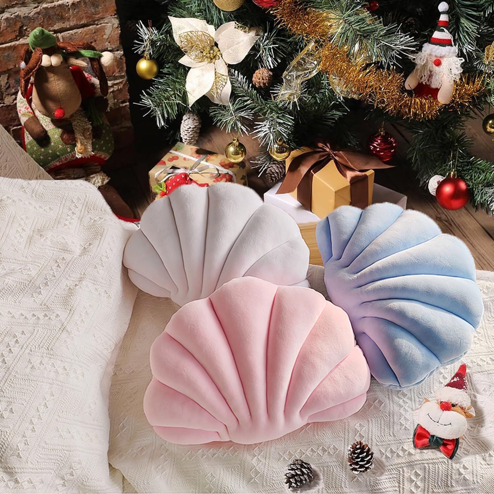 Alt View 9. Paradigms Interiors - Shell Pillow Seashell Pillows Patio Shaped Gifts Accent Series Ultra Soft Cushion For Bed Living Room 3d In... - Light Pink-14 x 11 inches.
