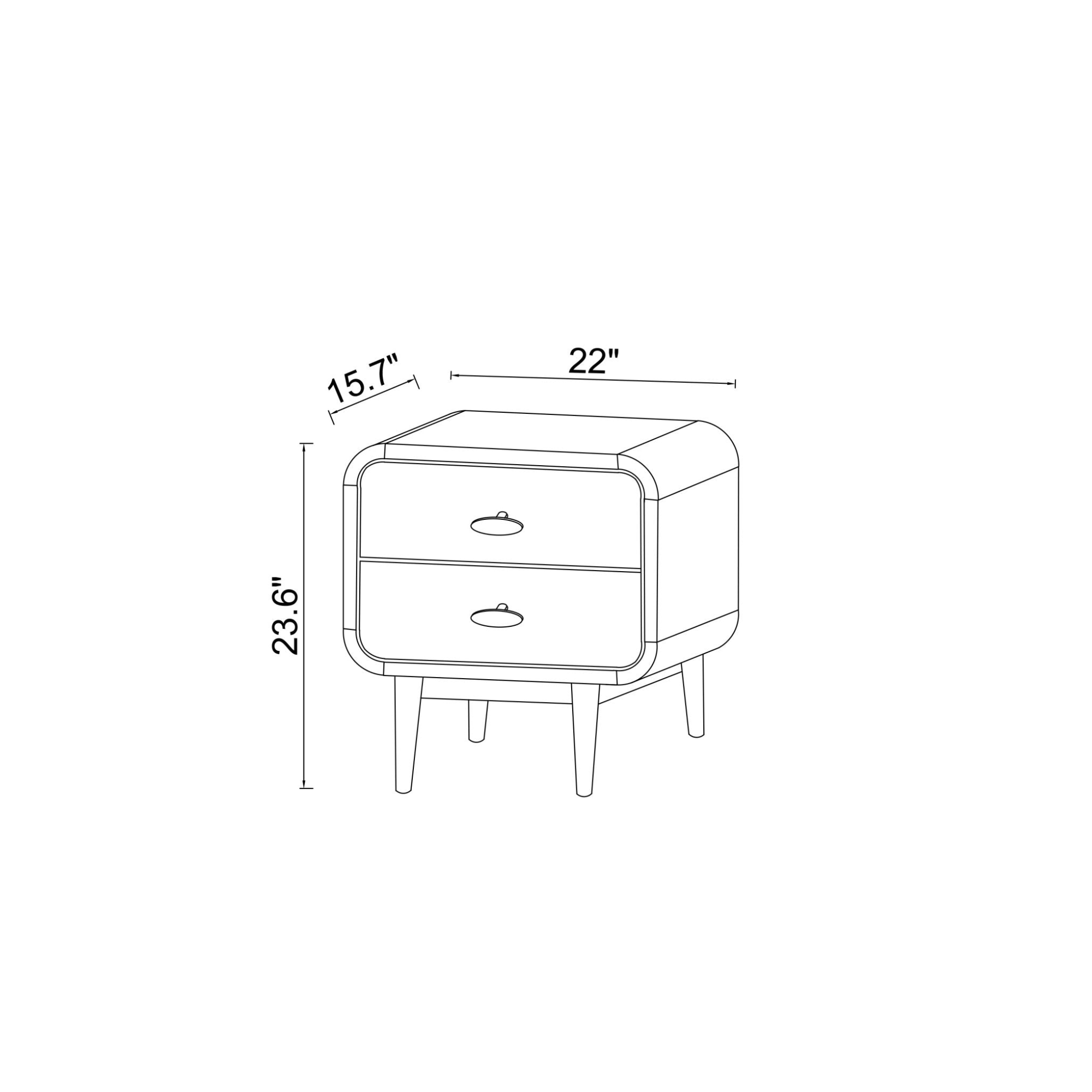 Left. Spaco - Spaco Mid Century Modern Style Night Stand with 2 Drawer for Bedroom - Brown.