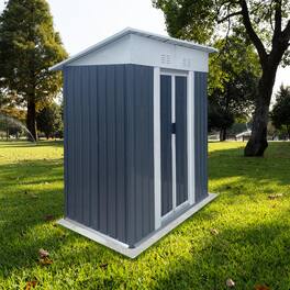 Anysun - 5 x 3 ft Pent Roof Outdoor Metal Storage Shed for Tools, Bikes, and Garden Supplies - Gray
